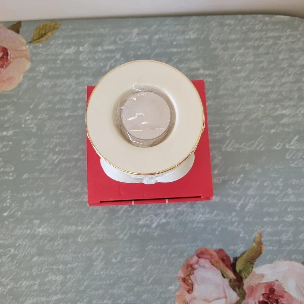 Lenox American‎ by Design Radiant Light Ivory Bow Gold Trim Votive Candle New